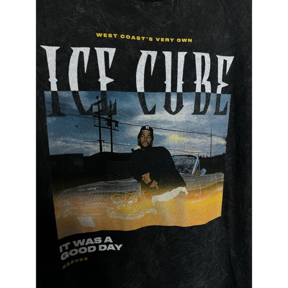 Ice Cube Sz M It Was A Good Day T-Shirt Black Mineral Wash Distressed Cotton - Picture 2 of 8